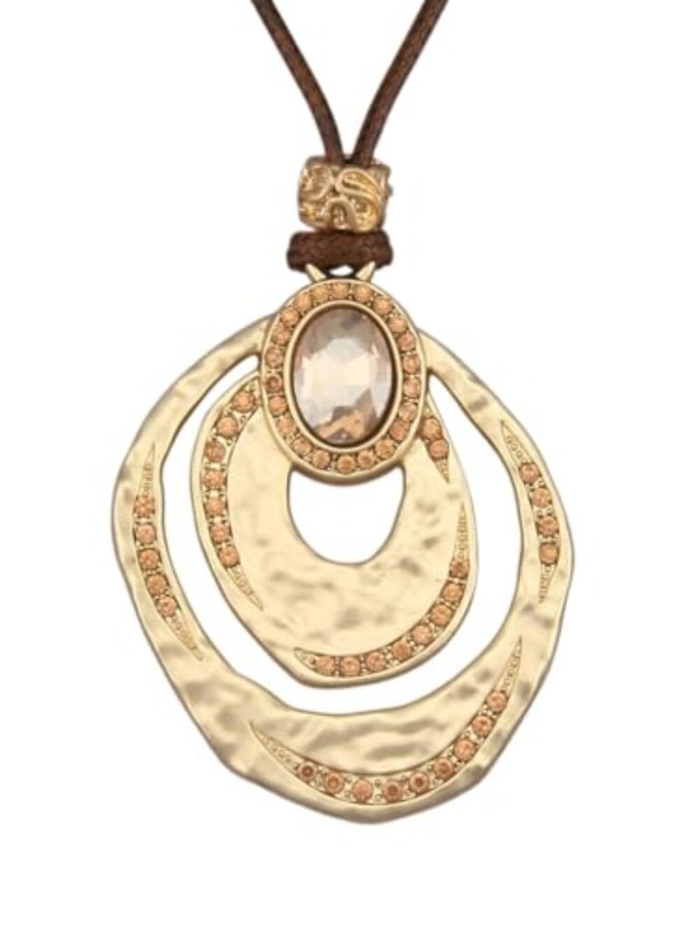 Leather Necklace for Women Round Wooden Pendant Long Leather Choker Vintage